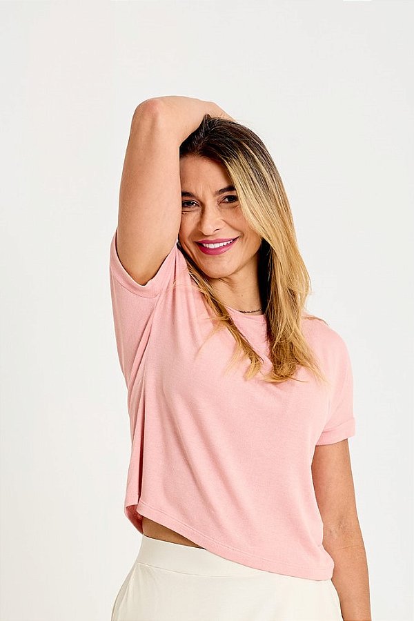 Blusa manga curta Rosa