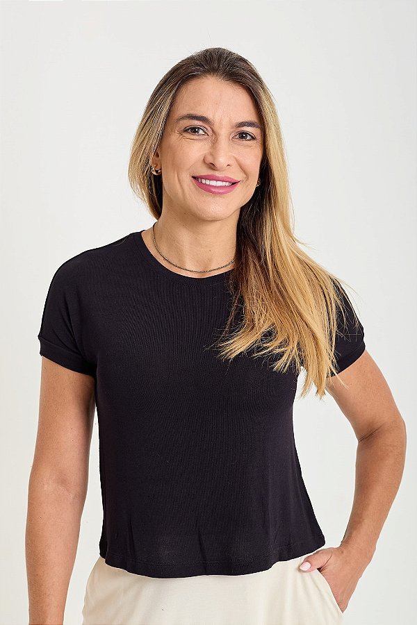 Blusa manga curta Preta