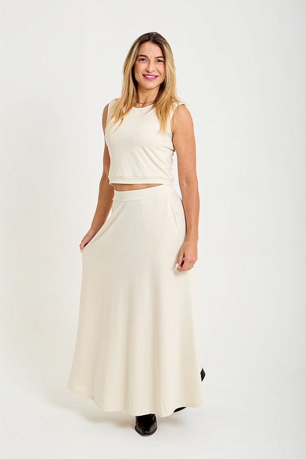 Conjunto Cru - Saia longa e Regata cropped