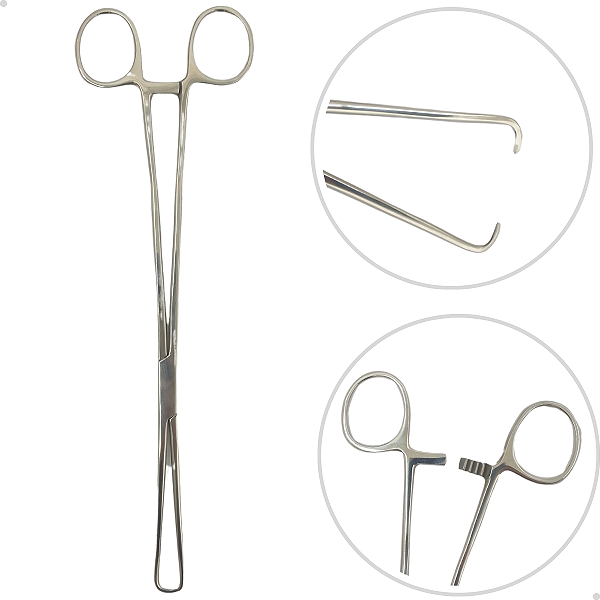 Pinça Pozzi Cirúrgica Em Aço Inox 24cm Para Colo Uterino ABC