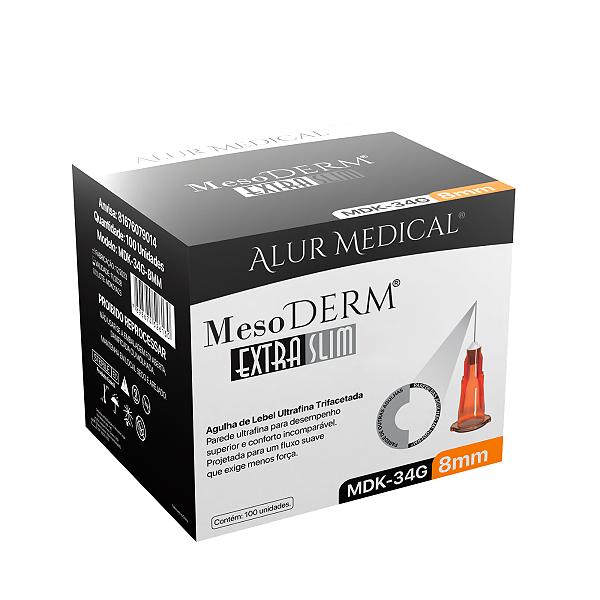 Agulha Ultrafina Mesoderm 34g 8mm - Caixa com 100 Unidades