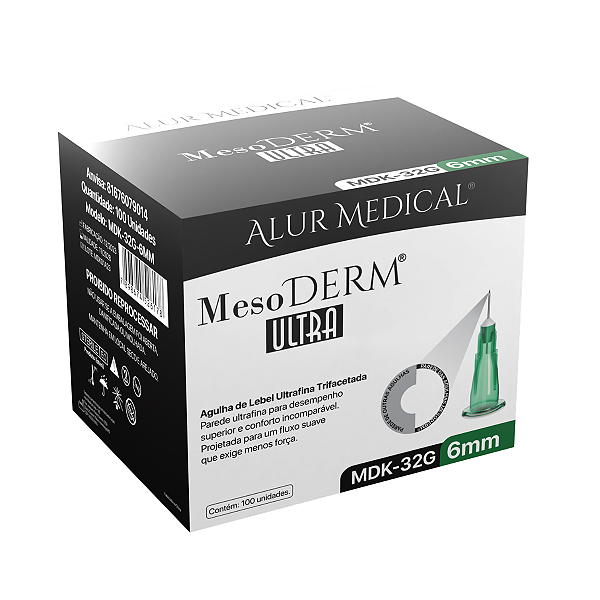 Agulha Ultrafina Mesoderm 32G 6mm - Caixa com 100 Unidades