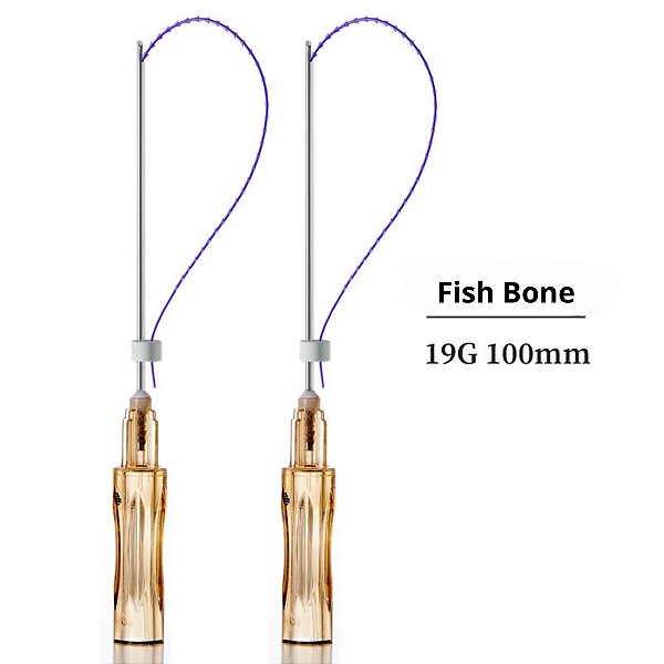 Fios de PDO Fish Bone 19G 100mm Canelado - Tração e Lifting Pack 5 Unidades