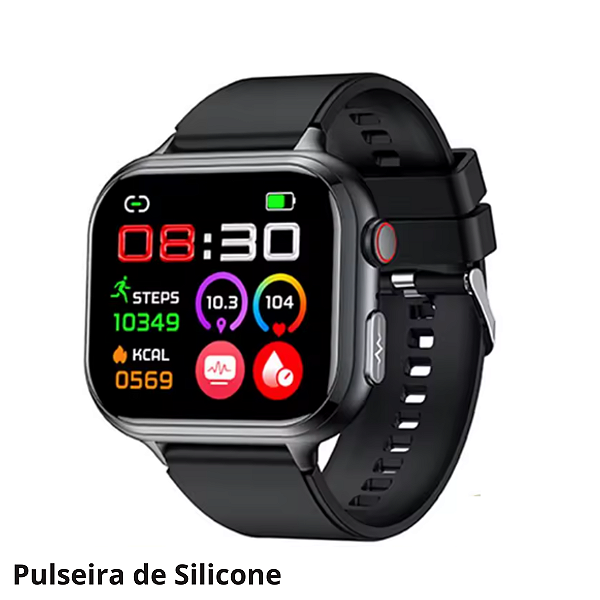 Relógio Inteligente Smartwatch Health Pro - Medidor de Glicose, ECG, Pressão Arterial