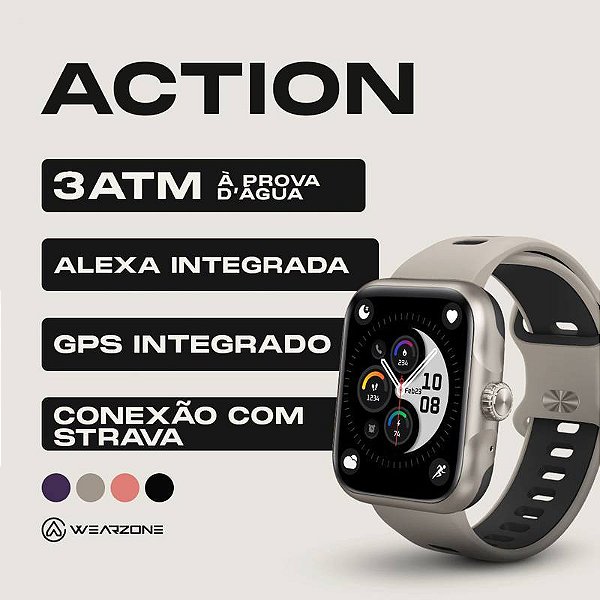 Action Wearzone Smartwatch Esportivo - A prova d'água