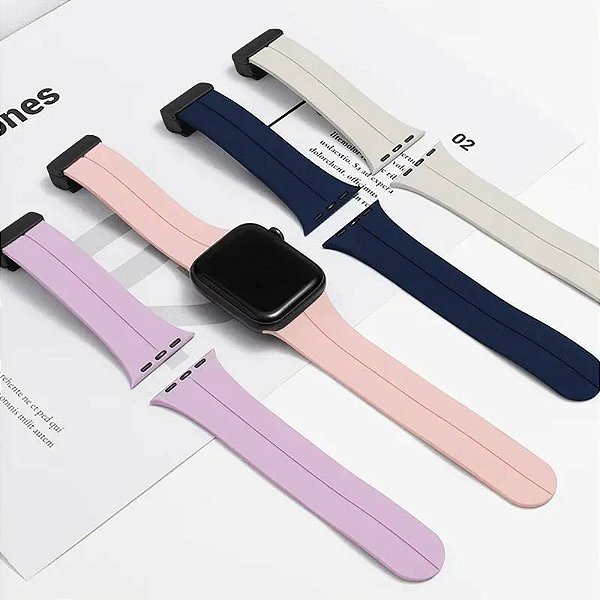 Pulseira de Silicone Magnética Dobrável 42mm/44mm/45mm/47mm/49mm