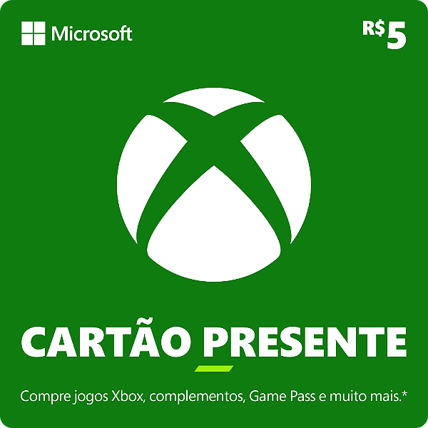 Cartão Presente Digital Xbox R$ 5