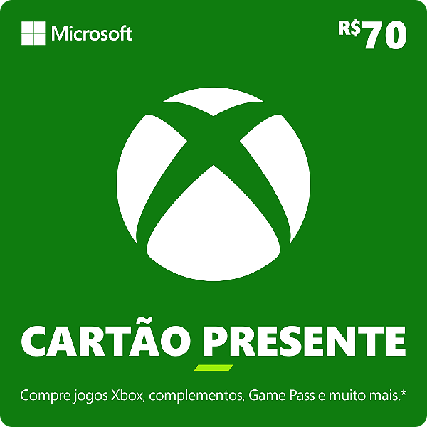 Cartão Presente Digital Xbox R$ 70