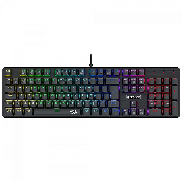 Teclado Usb Redragon Mecanico Sindri Preto Rainbow Switch Marron K671