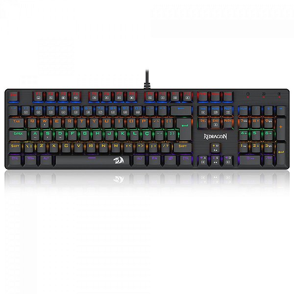 Teclado Usb Redragon Mecanico Valhein Rainbow Preto Switch Marrom K608-r