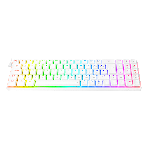 Teclado Usb Redragon Mecanico Gamer Ashe Pro Branco Rgb (Switch Marron) Fio/Wireless/Bluetooth K626p-Kbs-w
