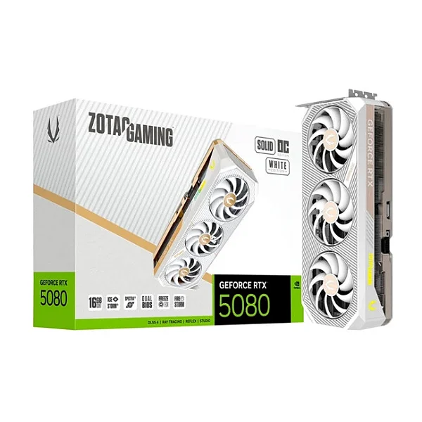 Placa de Video 16Gb Zogis RTX 5080 Solid Core OC White Ed. GDDR7 256BITS ZT-B50800Q-10P