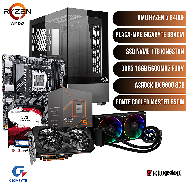 COMPUTADOR GAMER AMD RYZEN 5 8400F / 16GB / SSD 1TB / ASROCK AMD RX 6600