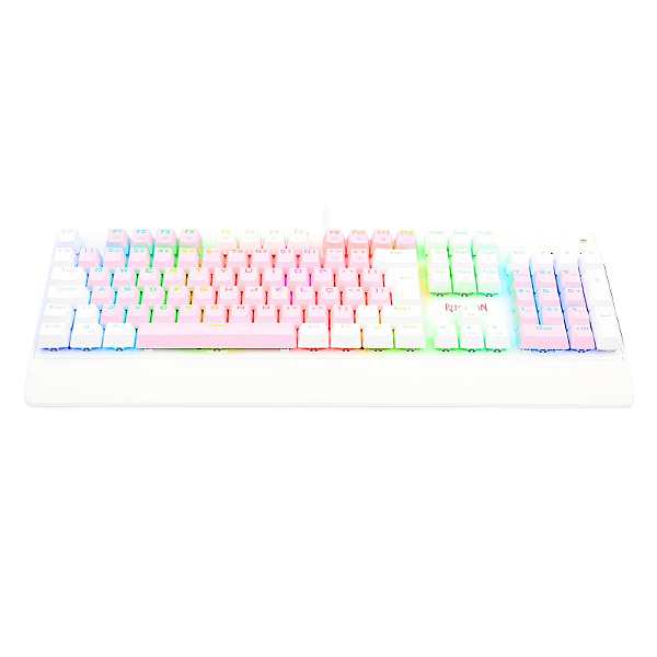 Teclado Usb Redragon Mecanico Kala Branco e Rosa ( Switch marron ) K557Pw-Rgb
