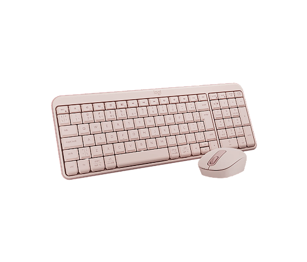 Teclado+mouse sem fio Logitech Mk250 Rosa