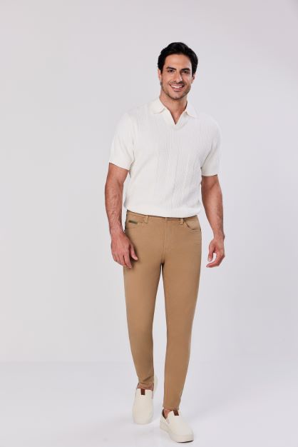 Calça Jeans Slim Sarja Masculina kaqui 11978