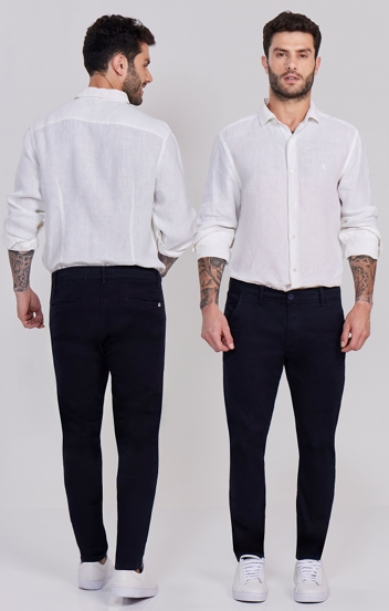 Calça Alfaiataria Slim Fit Marinho Masculina 11502