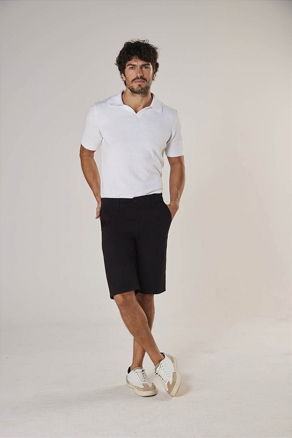 Bermuda Sarja Alfaiataria Preta Masculina 11524