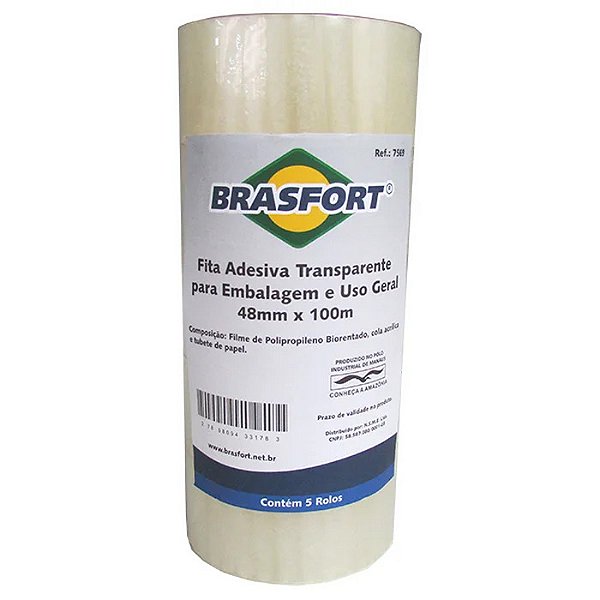FITA PARA EMBALAGEM 48MM X 45M TRANSPARENTE BRASFORT