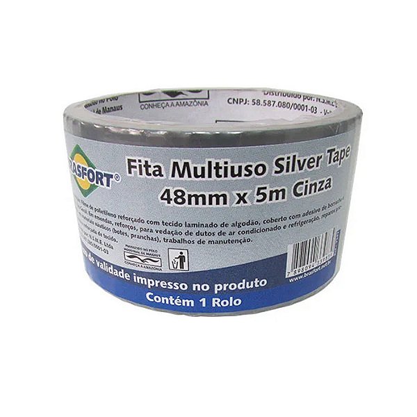 FITA MULTIUSO 48 MM X 5M CINZA/SILVER TAPE BRASFORT