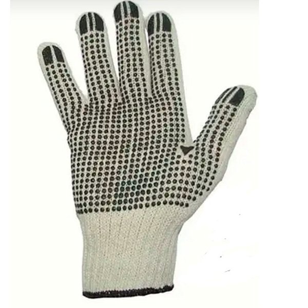 LUVA DE MALHA BRANCA PIGMENTADA PRETA BRASFORT