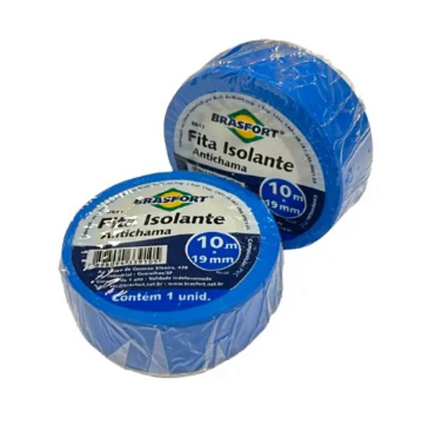 FITA ISOLANTE ANTICHAMA 10 MTS AZUL BRASFORT