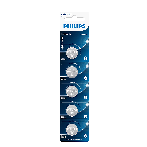 Bateria Pilha CR2032 Philips Original - 1 cartela