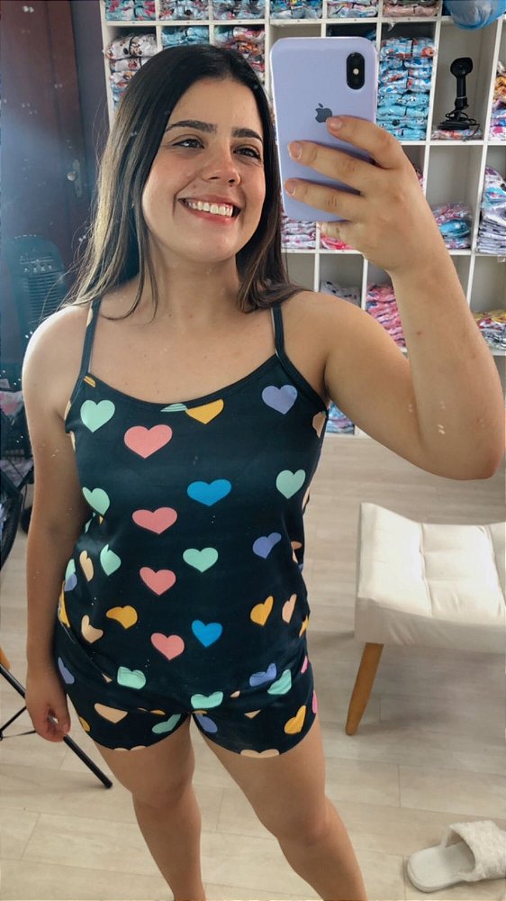 Pijama Sofia - Alcinha com Short - Coração 14