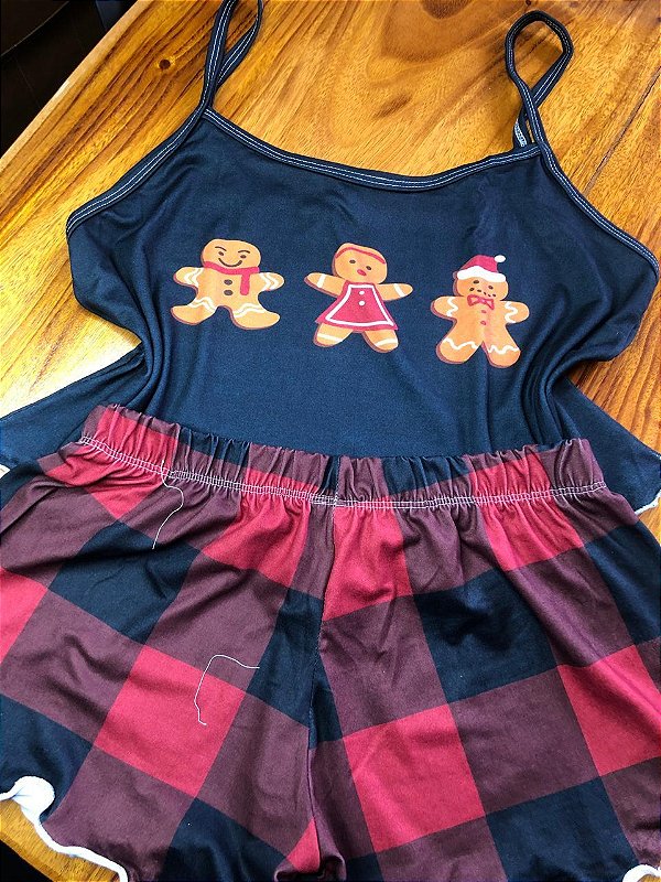 Pijama Ondinha Virgínia - Cropped com Short - Natal 02