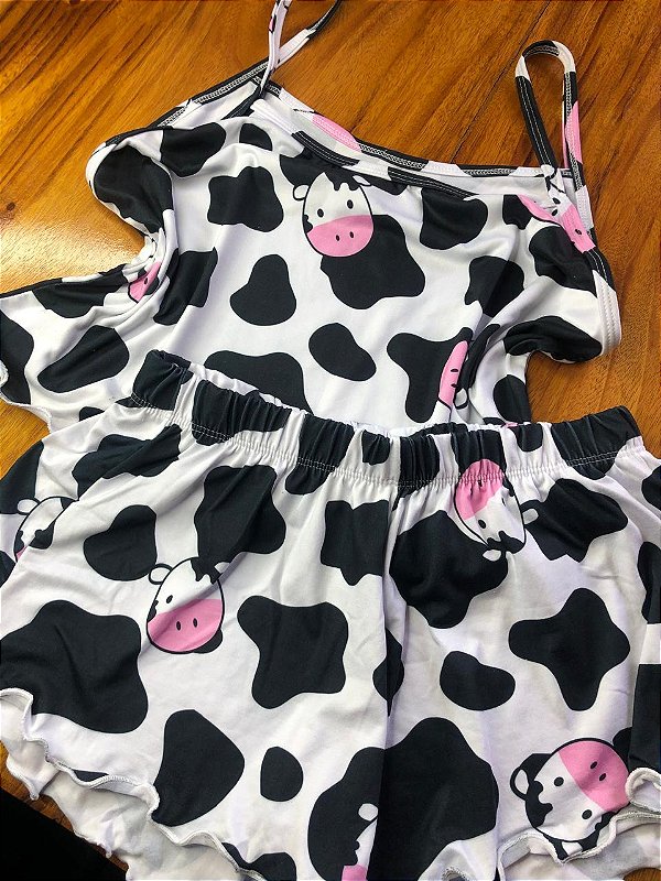 Pijama Ondinha Virgínia - Cropped com Short - Vaquinha 01