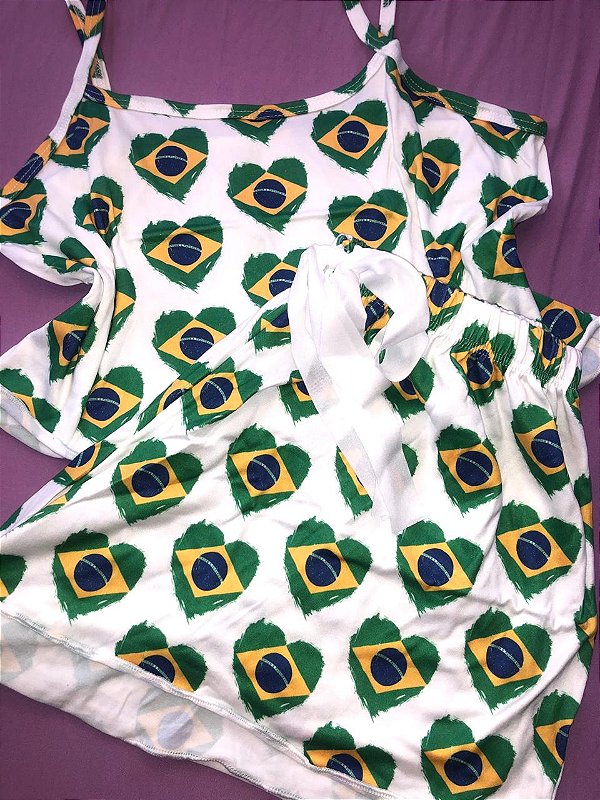 Pijama Ondinha Virgínia - Cropped com Short - Brasil 01
