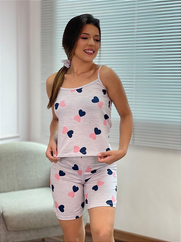 Pijama Lulu - Alcinha com Bermuda - Coração 25 - PIJAMÔ
