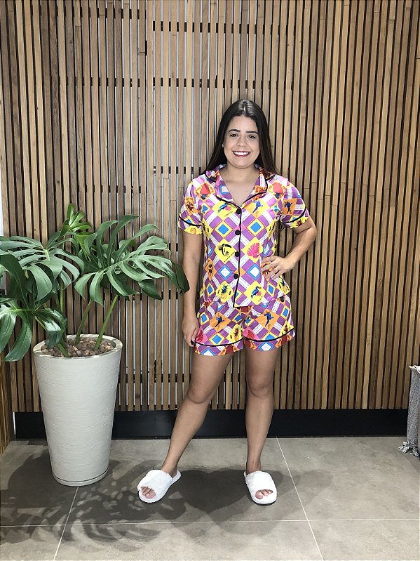 Pijama Americano - Manga Curta com Short - Tropical 01 - PIJAMÔ
