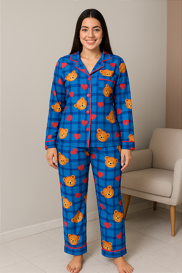 Pijama Americano - Manga Longa com Calça - Ursinho 14 - PIJAMÔ