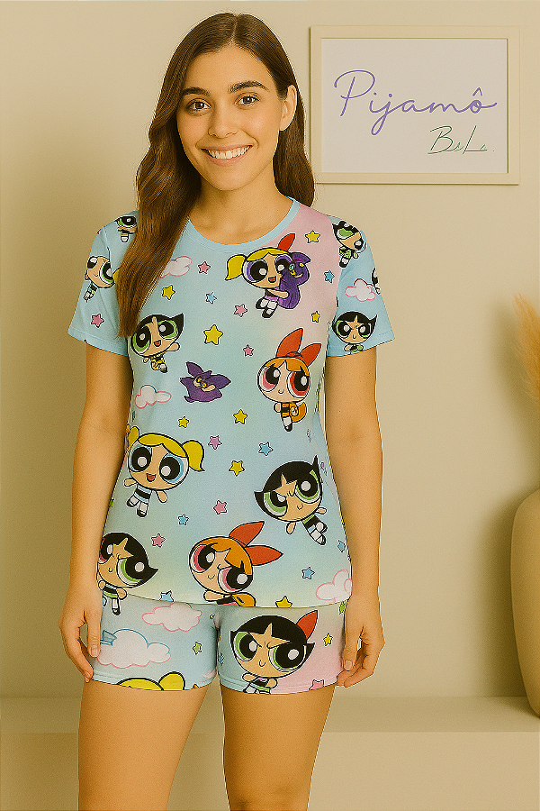 Pijama Tradicional - Manga Curta com Short - Poderosas 02