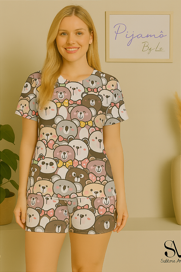 Pijama Tradicional - Manga Curta com Short - Ursinho 18 - PIJAMÔ