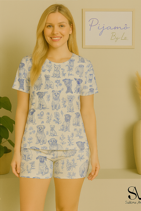 Pijama Tradicional - Manga Curta com Short - Dog 02 - PIJAMÔ