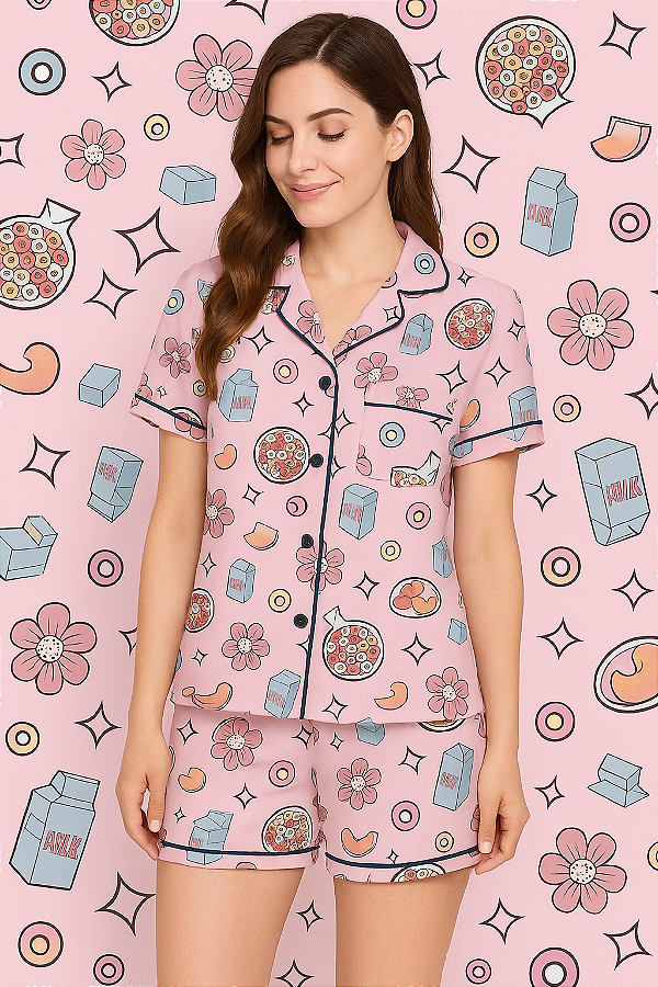 Pijama Americano - Manga Curta com Short - Milk 01 - PIJAMÔ