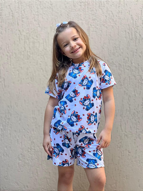 Pijama Tradicional Infantil - Manga Curta com Short - Hello Kit 1