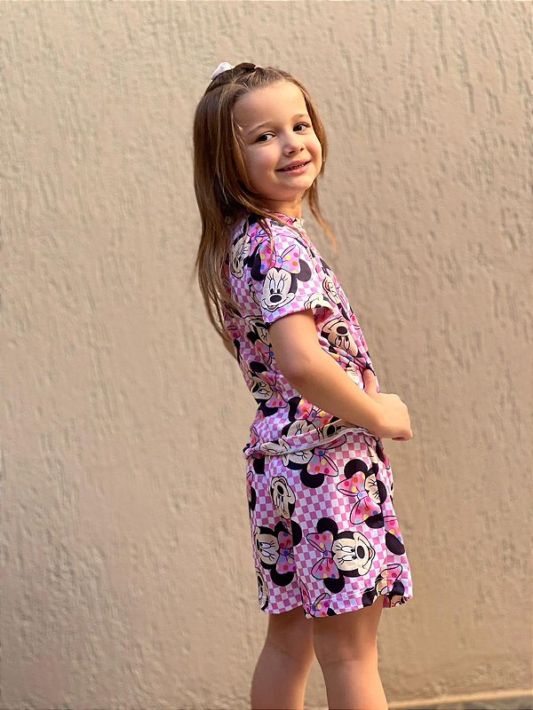 Pijama Tradicional Infantil - Manga Curta com Short - Minnie 17