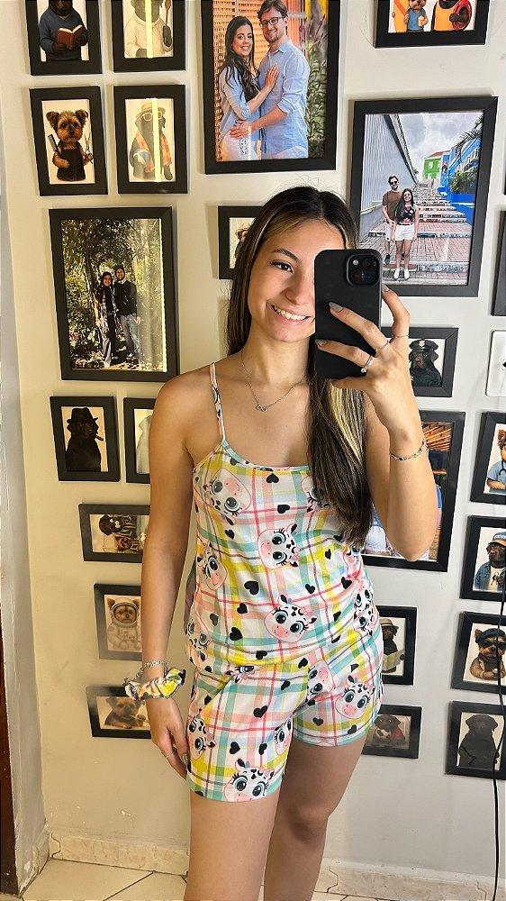 Pijama Sofia - Alcinha com Short - Vaquinha 04