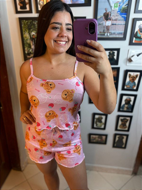 Pijama Ondinha Virgínia - Cropped com Short - Ursinho 21