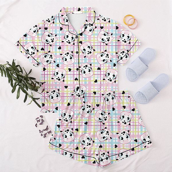 Pijama Americano - Manga Curta c/ Short - Vaquinha 07