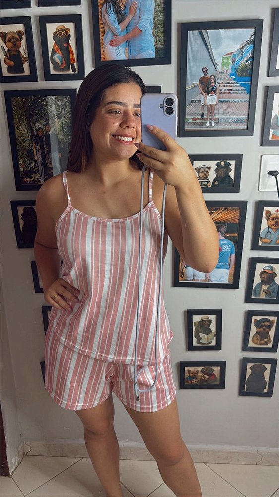 Pijama Sofia - Alcinha com Short - Listrado 05