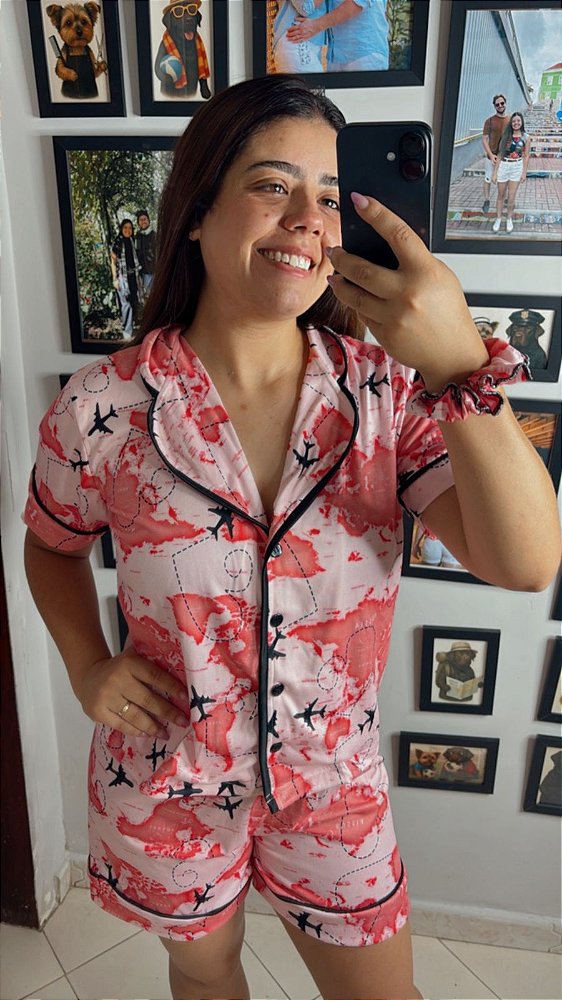 Pijama Americano - Manga Curta c/ Short - Viagem 01
