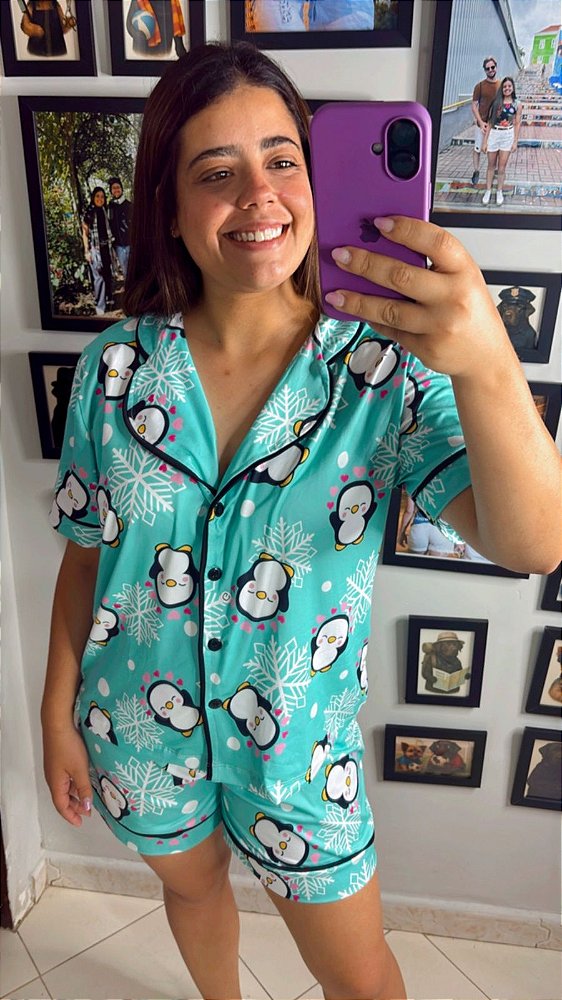 Pijama Americano - Manga Curta c/ Short - Pinguim 01