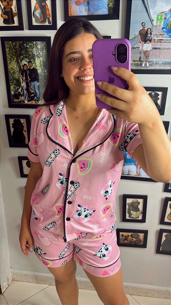 Pijama Americano - Manga Curta c/ Short - Vaquinha 03