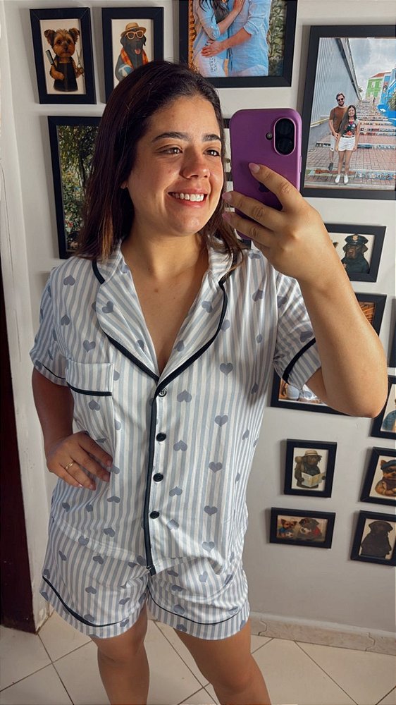 Pijama Americano - Manga Curta c/ Short - Coração 36