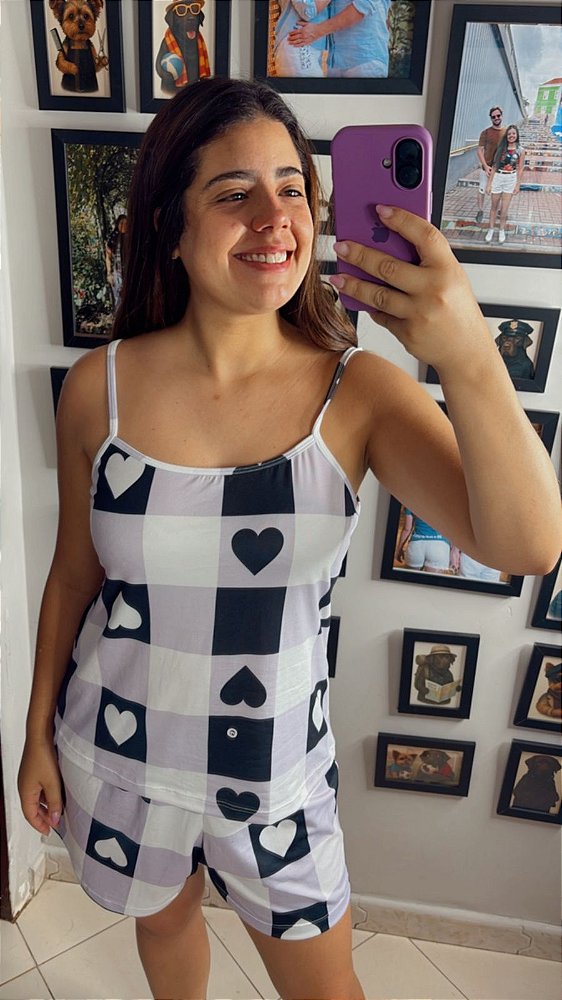 Pijama Sofia - Alcinha com Short - Coração 37