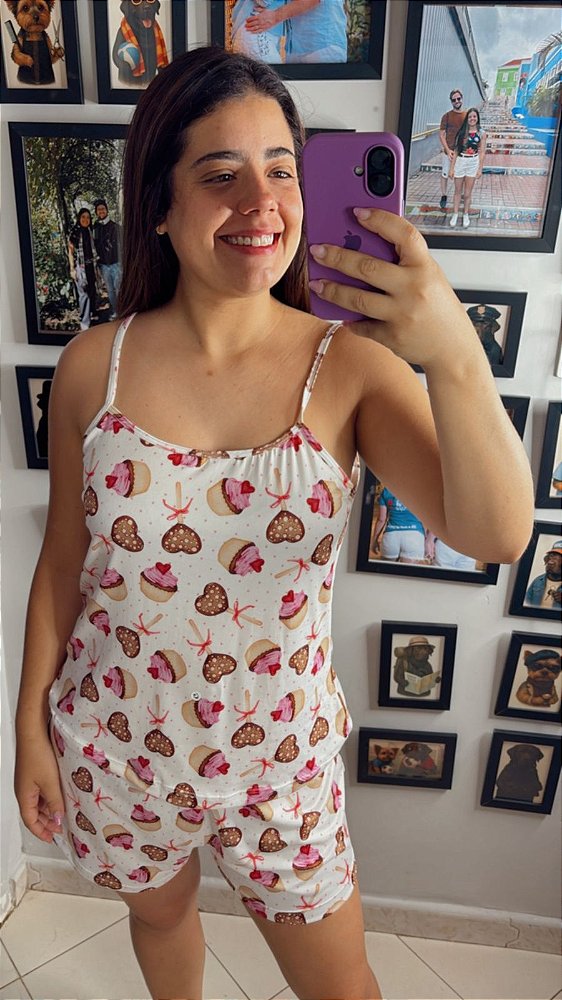 Pijama Sofia - Alcinha com Short - Docinho 01